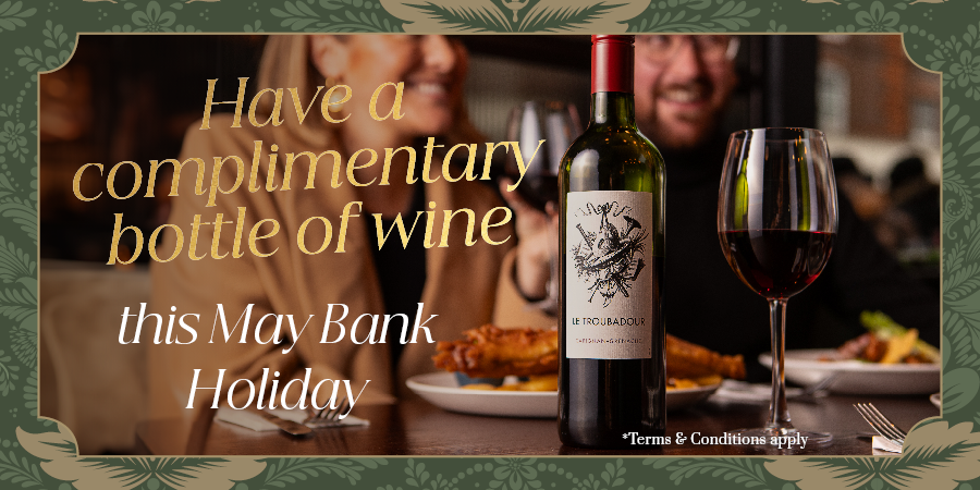 Complimentary Bottle of Wine at Lillie Langtry Fulham | Book Now for May Bank Holiday