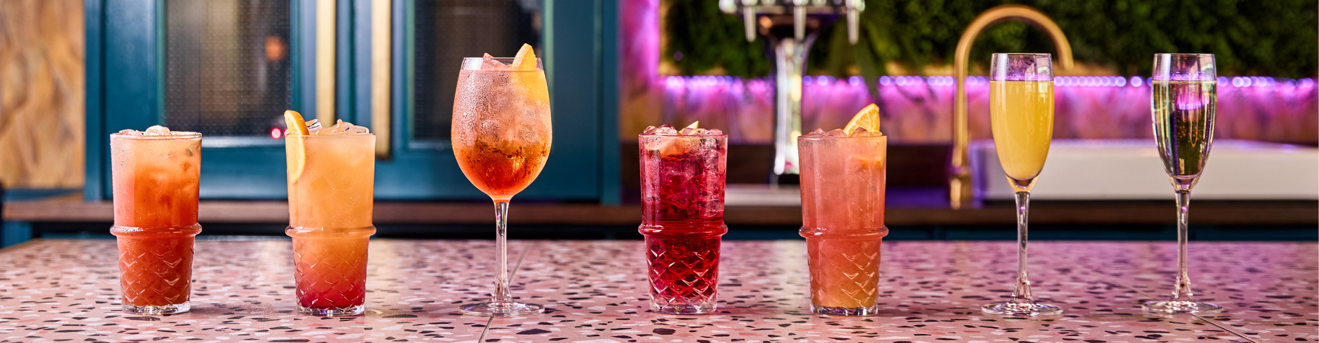 Cocktail line up at Slug & Lettuce