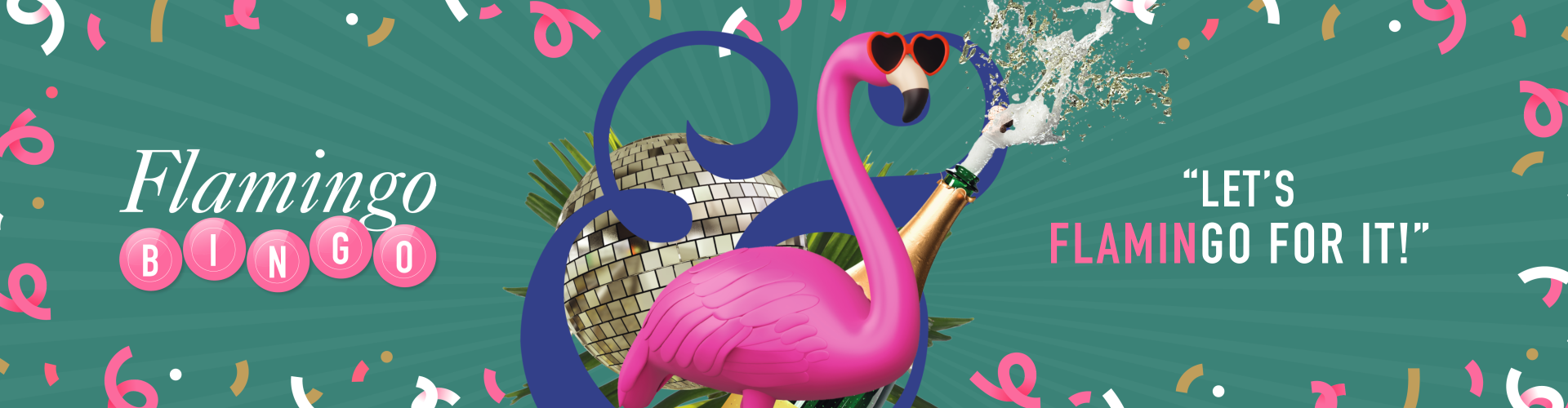 Flamingo Bingo Banner with pink flamingo
