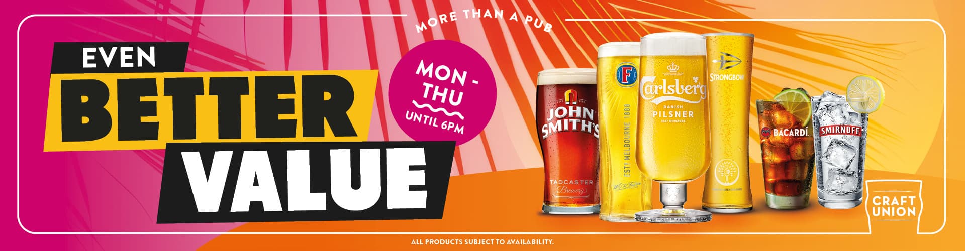 Even Better Value Drink offer at Craft Union