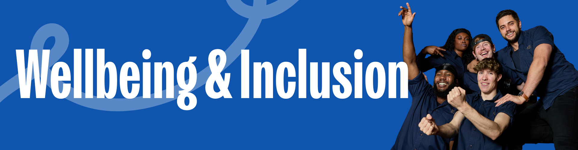 Be at One team members smiling towards the camera on a blue background.