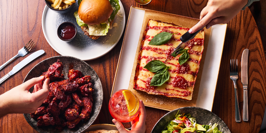 Table of food at Social Pub & Kitchen