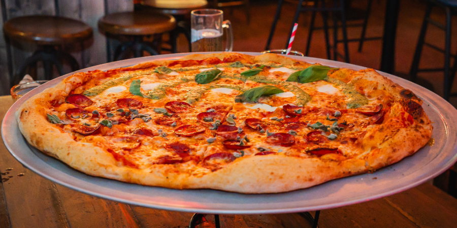 24" half and half pizza at Rita's Leeds