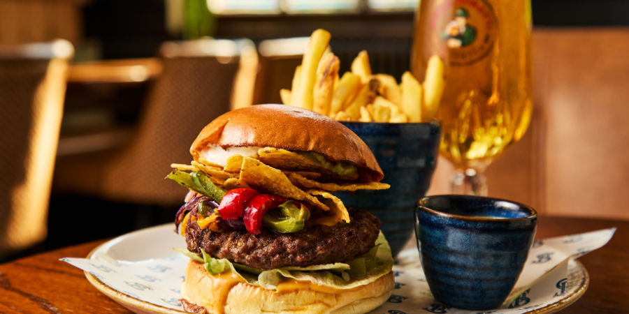 Burger and chips