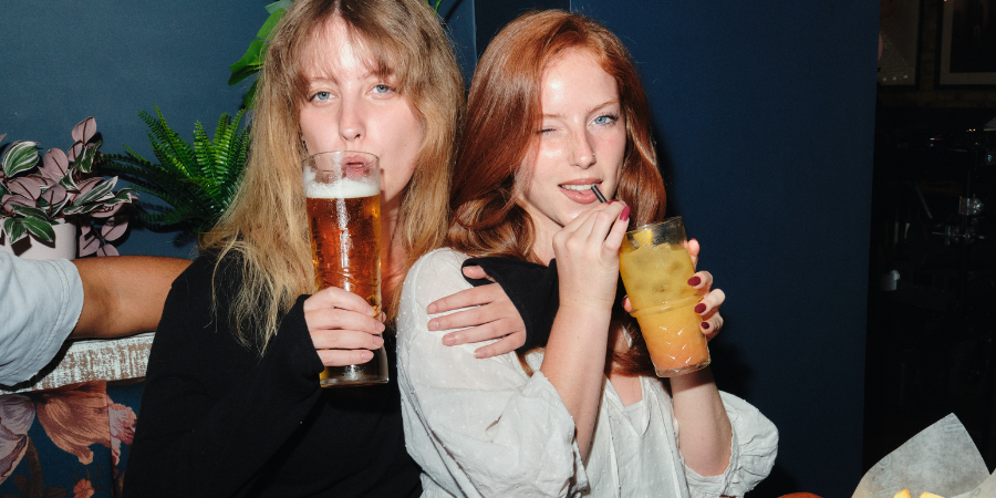 Students enjoying drinks