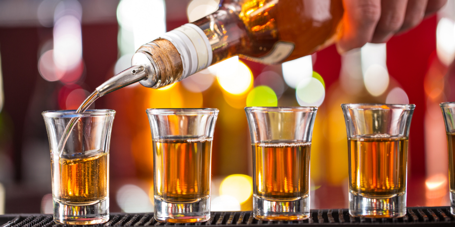 Pouring shots at the bar