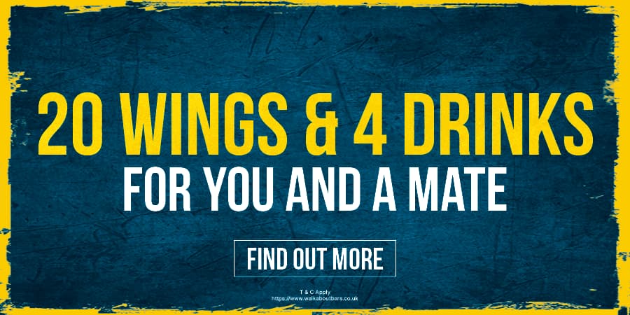 20 wings & 4 drinks for you and a mate