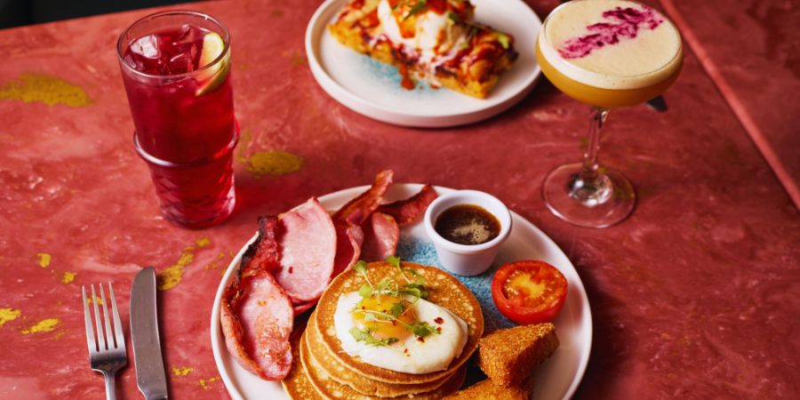 Brunch pancakes and eggs at Slug And Lettuce Aldgate