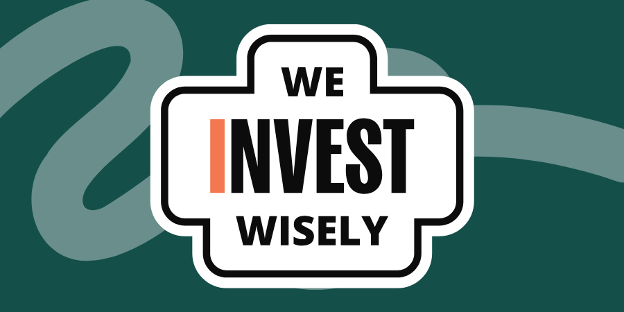 Green background with 'We Invest Wisely' logo at the centre.