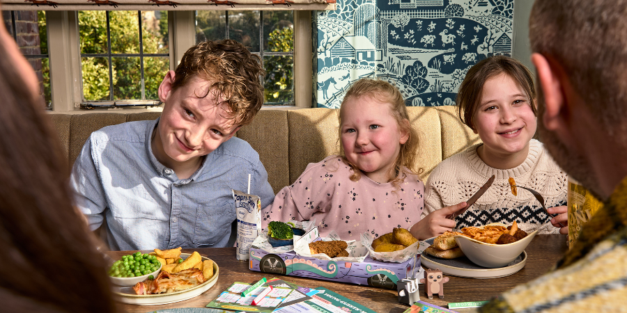 Children and parents enjoy a meal at Farmhouse New Waltham