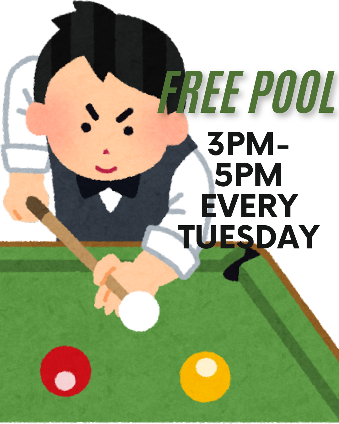 Free Pool between 3pm and 5pm