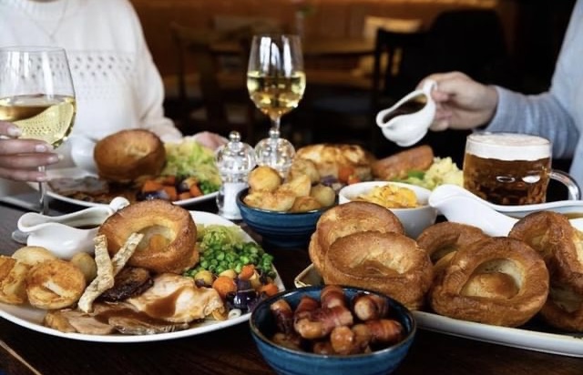 Sunday Dinner with free top ups of Roasties Yorkies and gravy