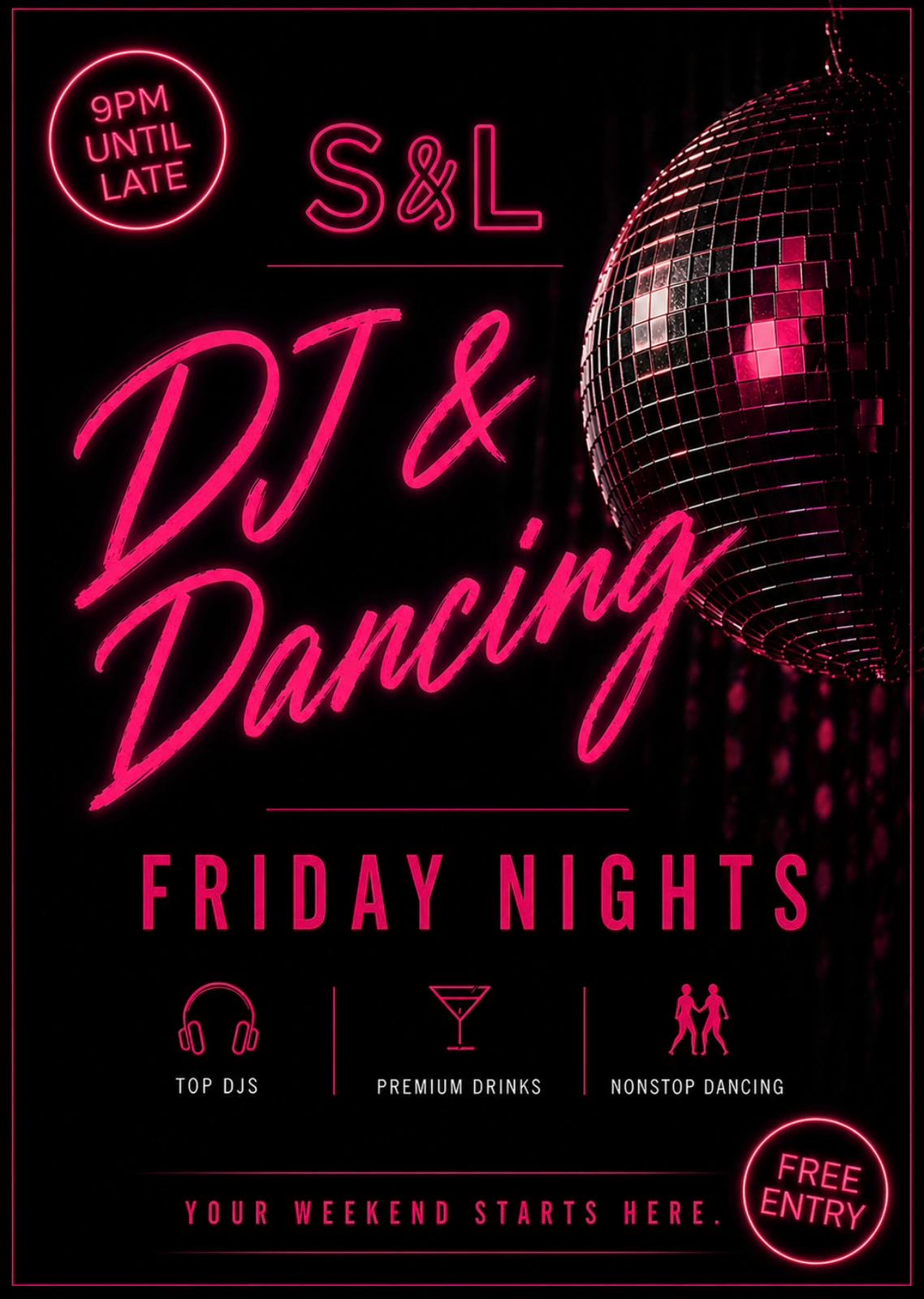 DJ & Dancing 9pm-1am