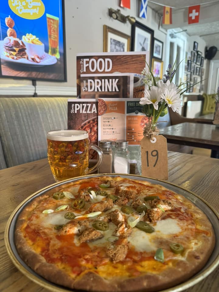 Pizza and drink