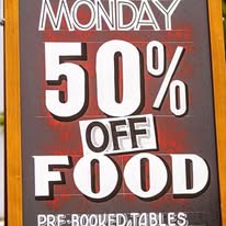 50 PERCENT  OFF MAIN MEALS
