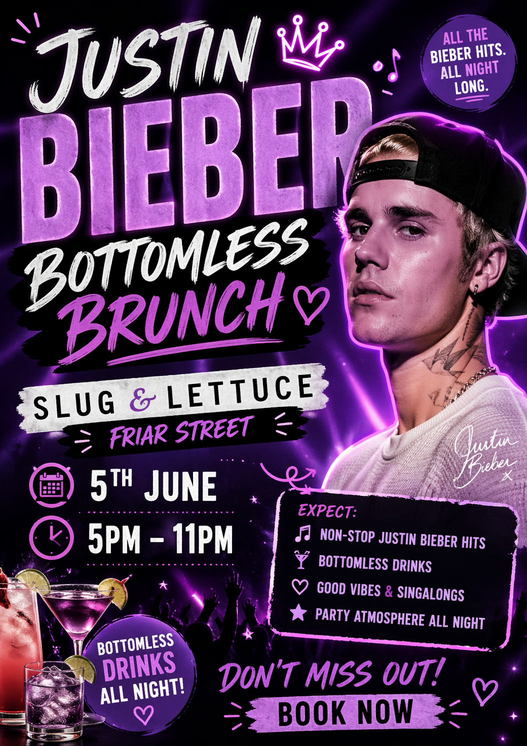 Justin Bieber Bottomless Brunch