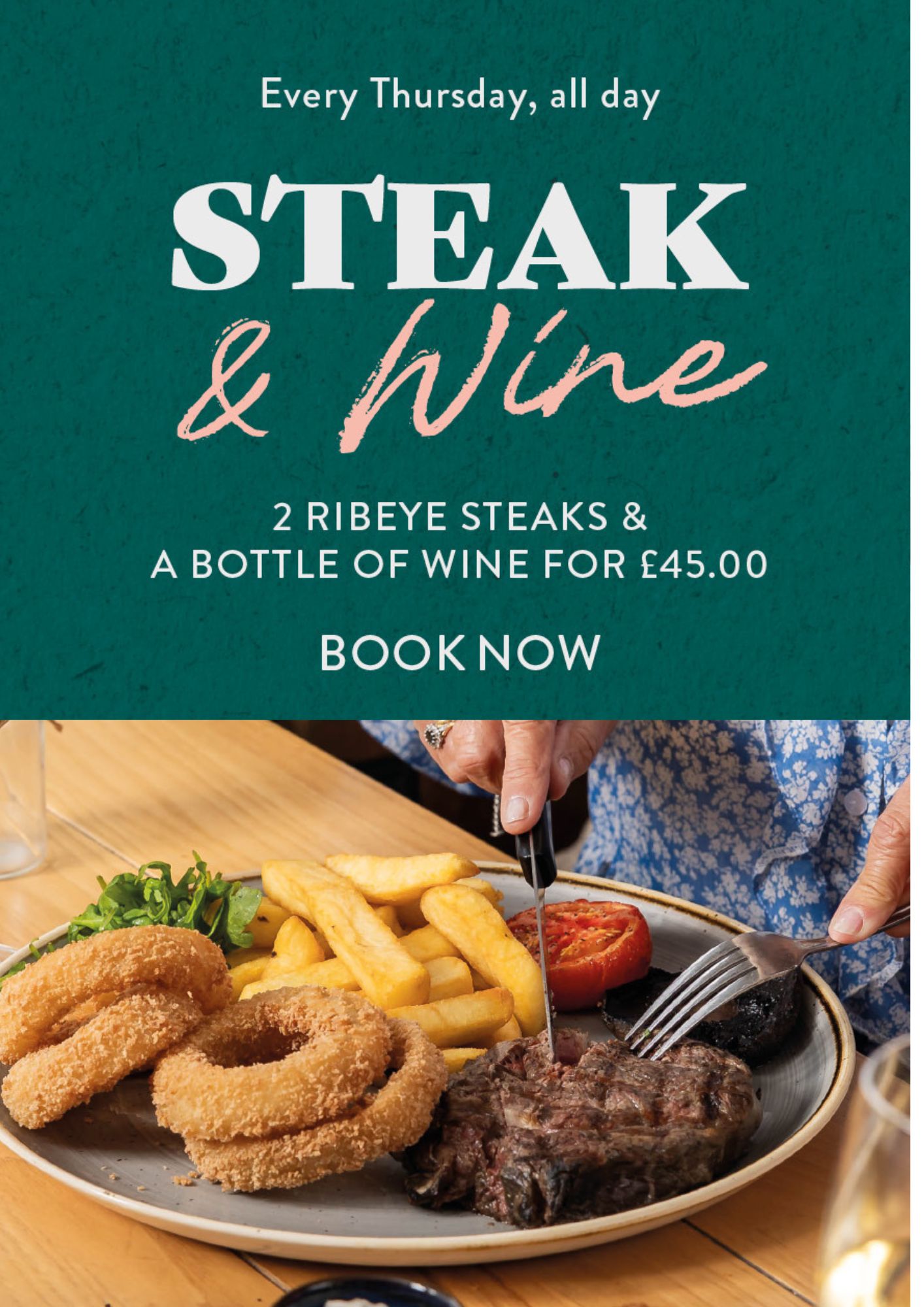 RIBEYE STEAKS AND A BOTTLE OF WINE