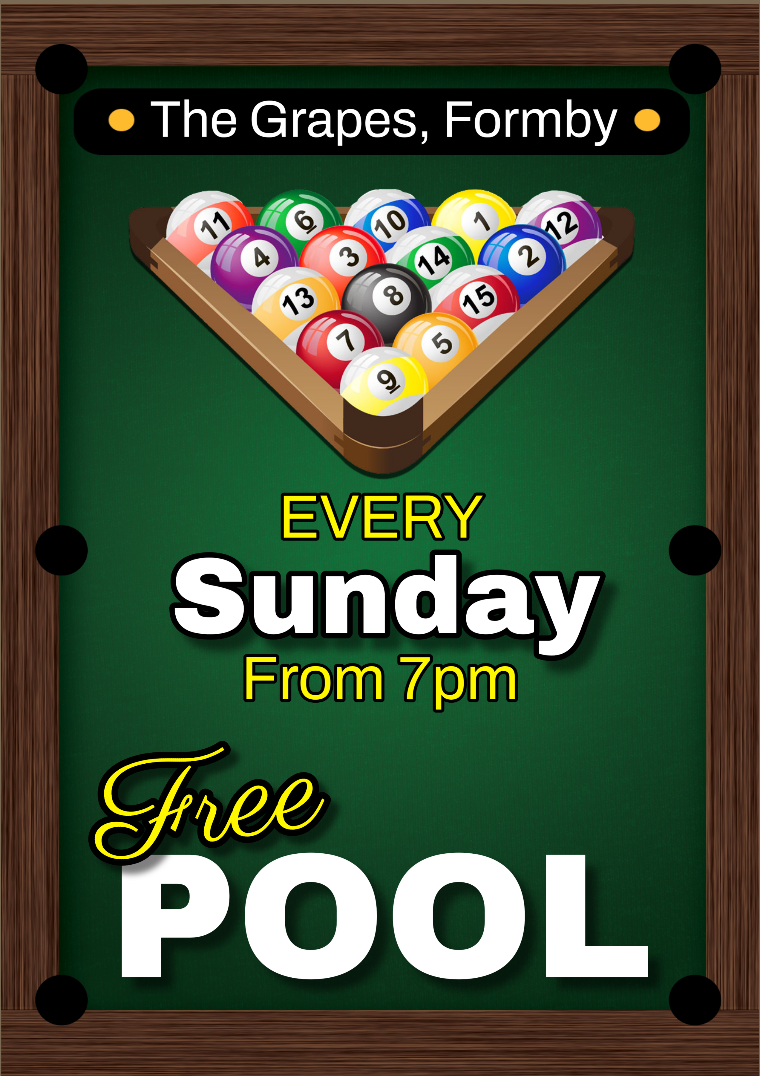 Free Pool Sunday from 7pm