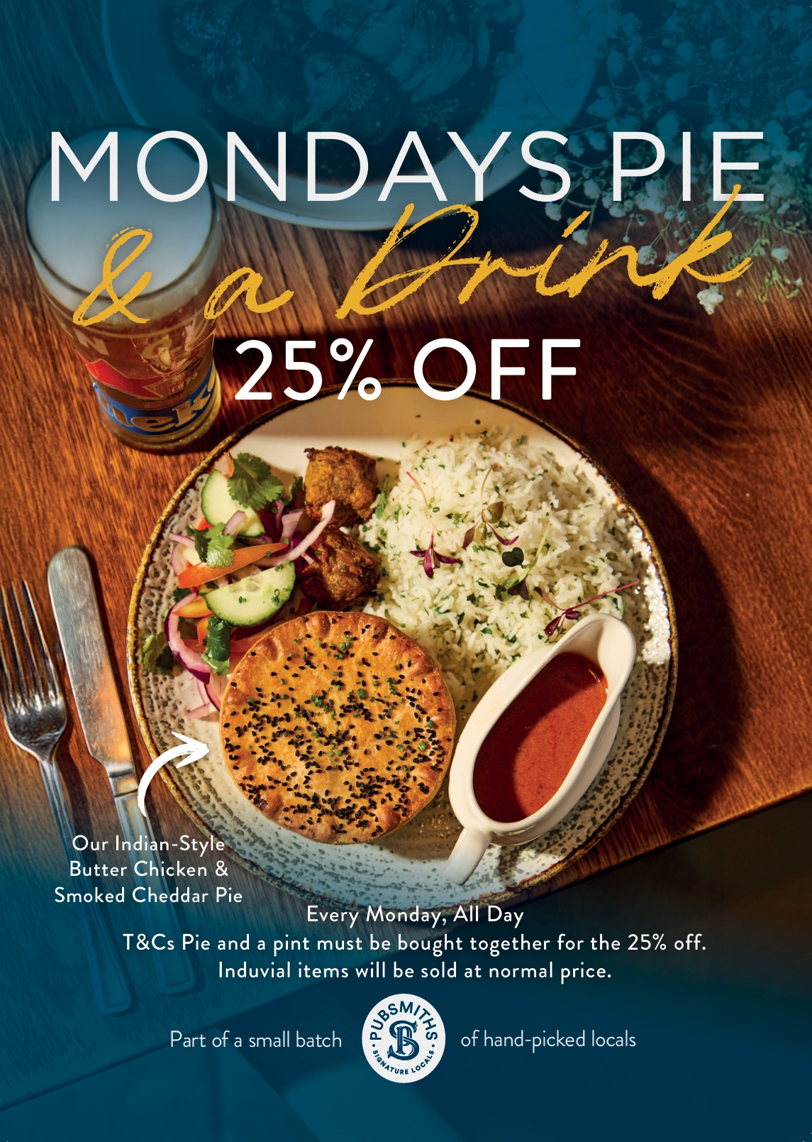 25% off pie and a pint
