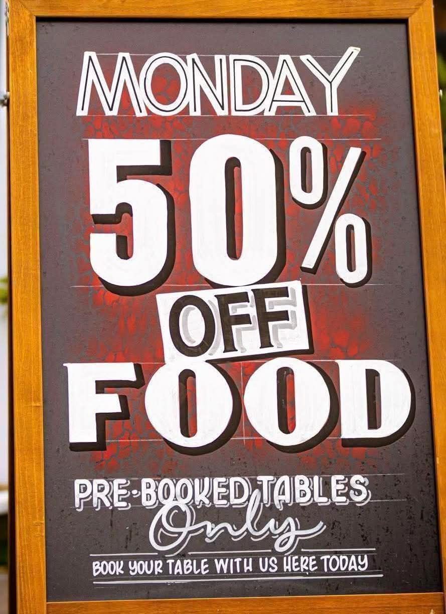 50 PERCENT  OFF MAIN MEALS