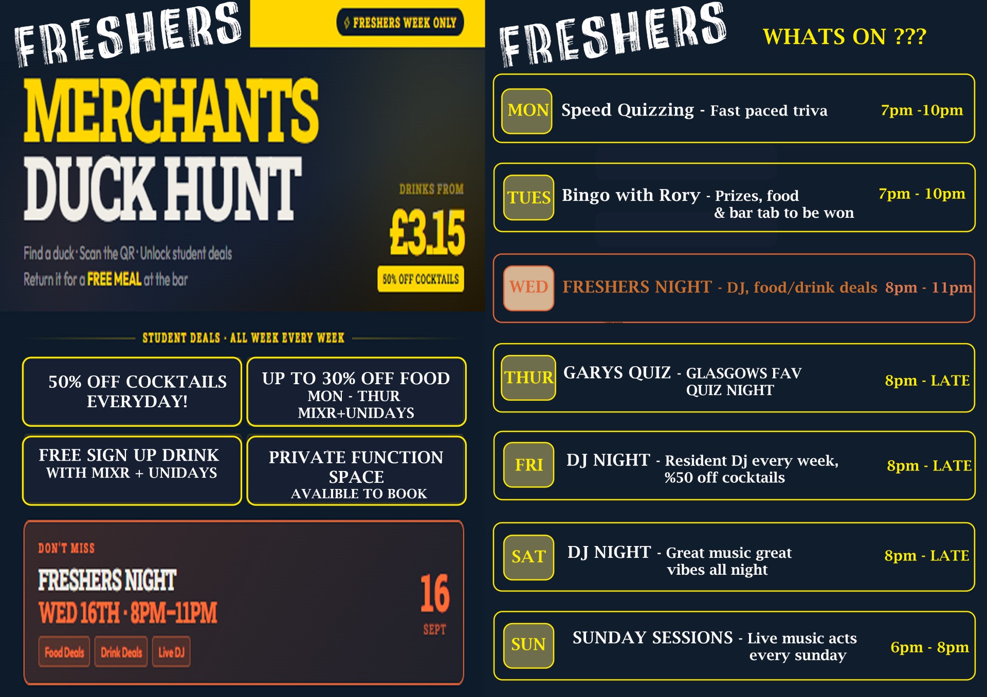 Freshers Bingo