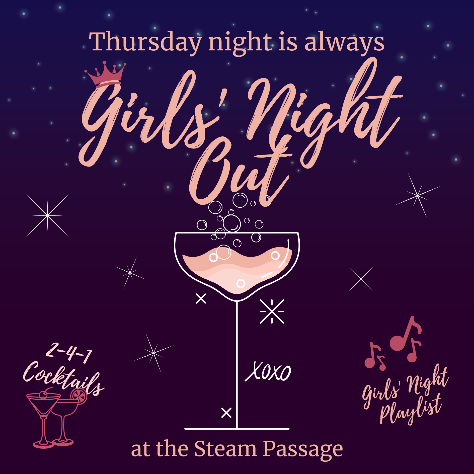 Girls Night Out, Thu 7th Dec - Steam Passage - London