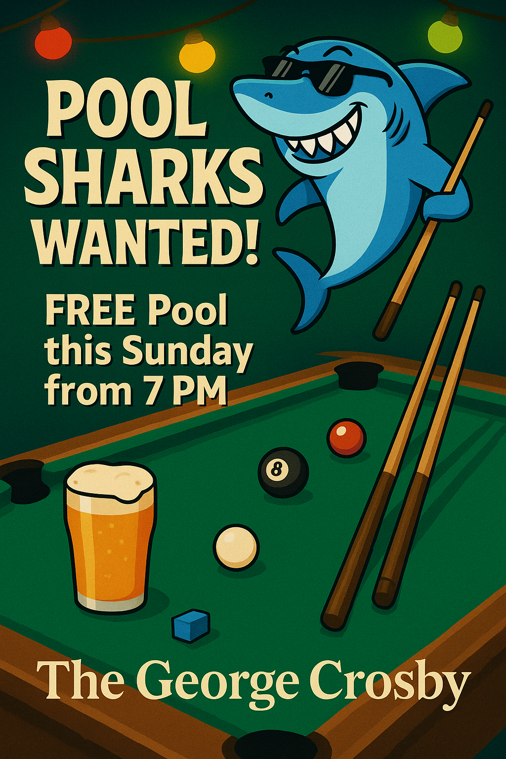 sunday monday night free pool