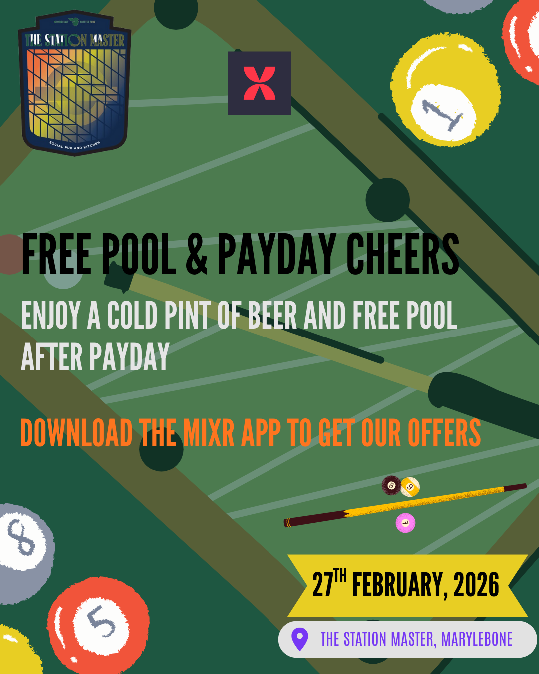 Free Pool & Payday Cheers