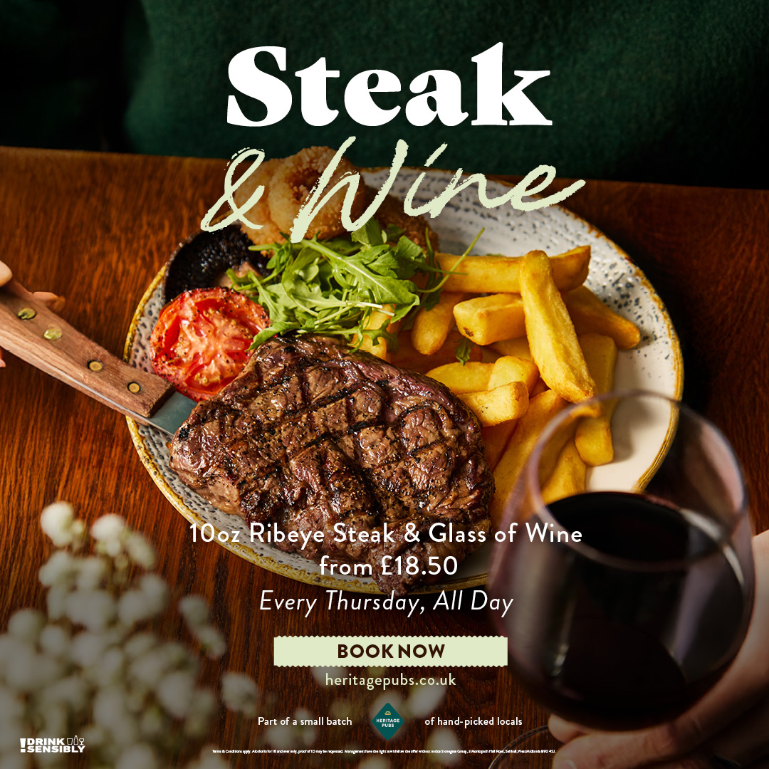 Steak and a glass of wine