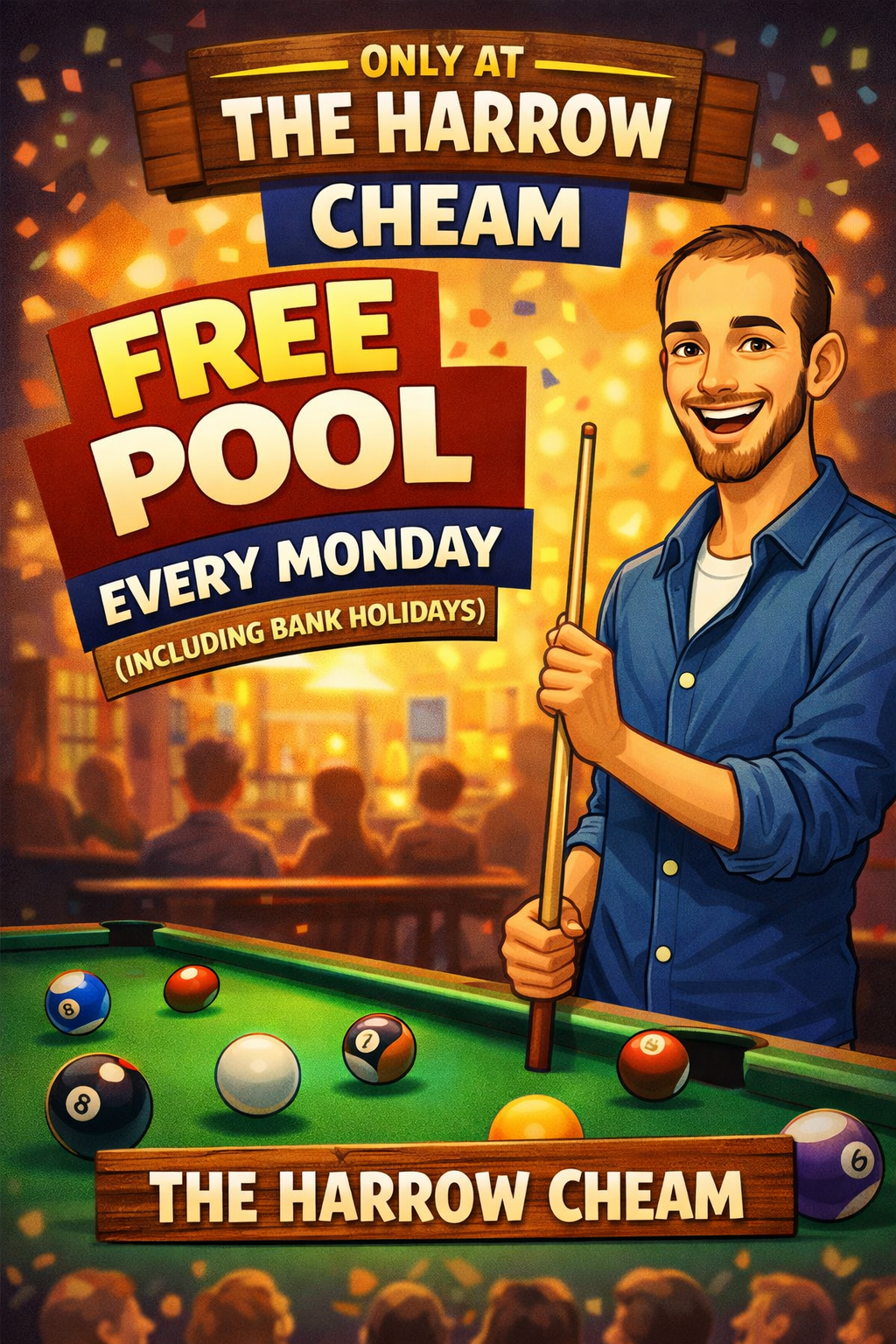 Free pool all day Mondays