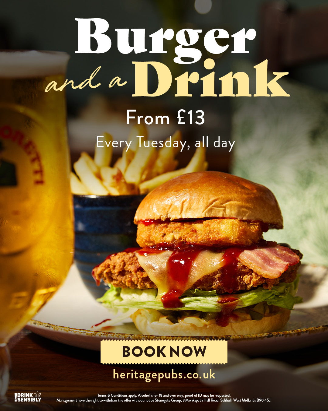 Burger and a Drink from £13