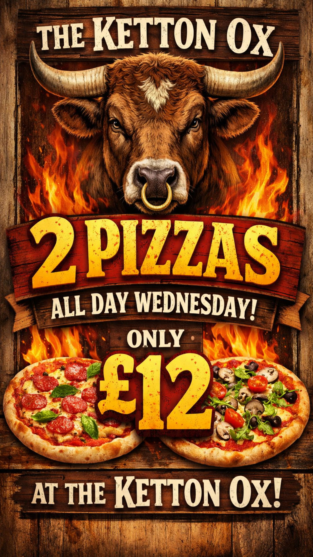 2 pizza for £12