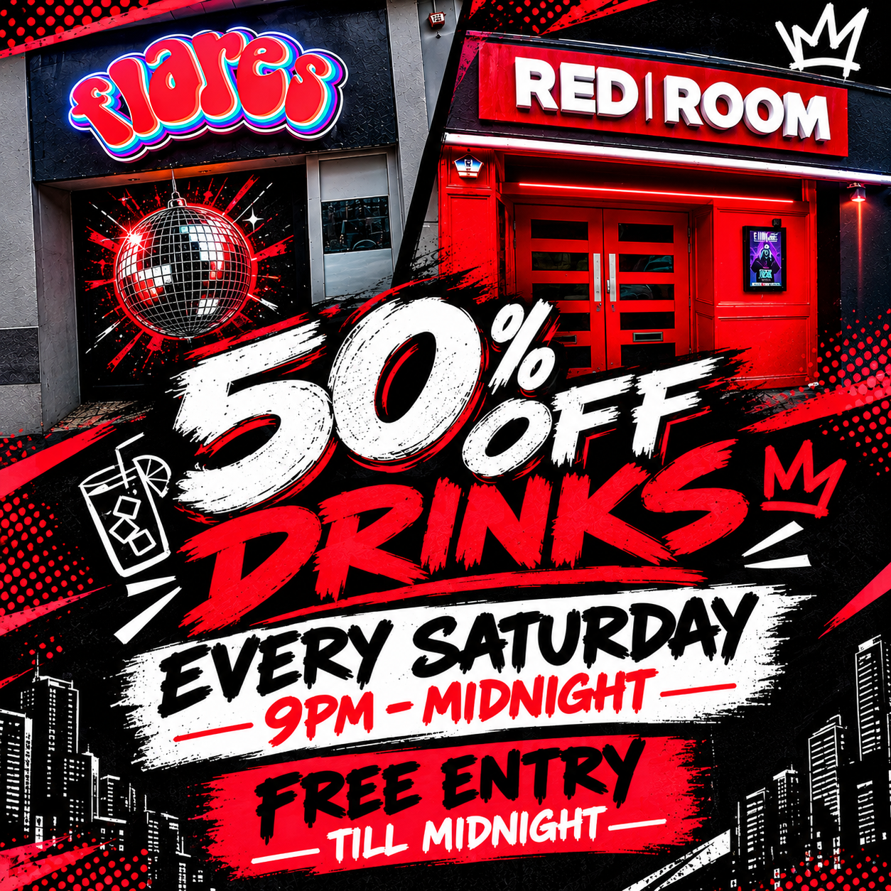 50% OFF DRINKS 