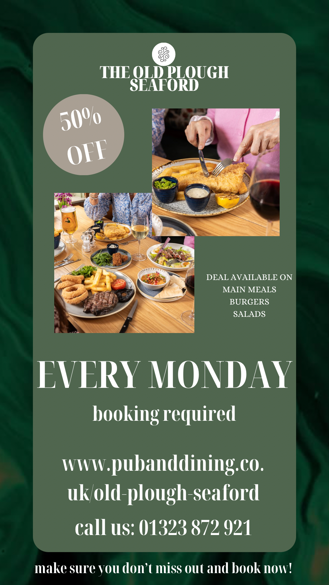 50 PERCENT  OFF MAIN MEALS