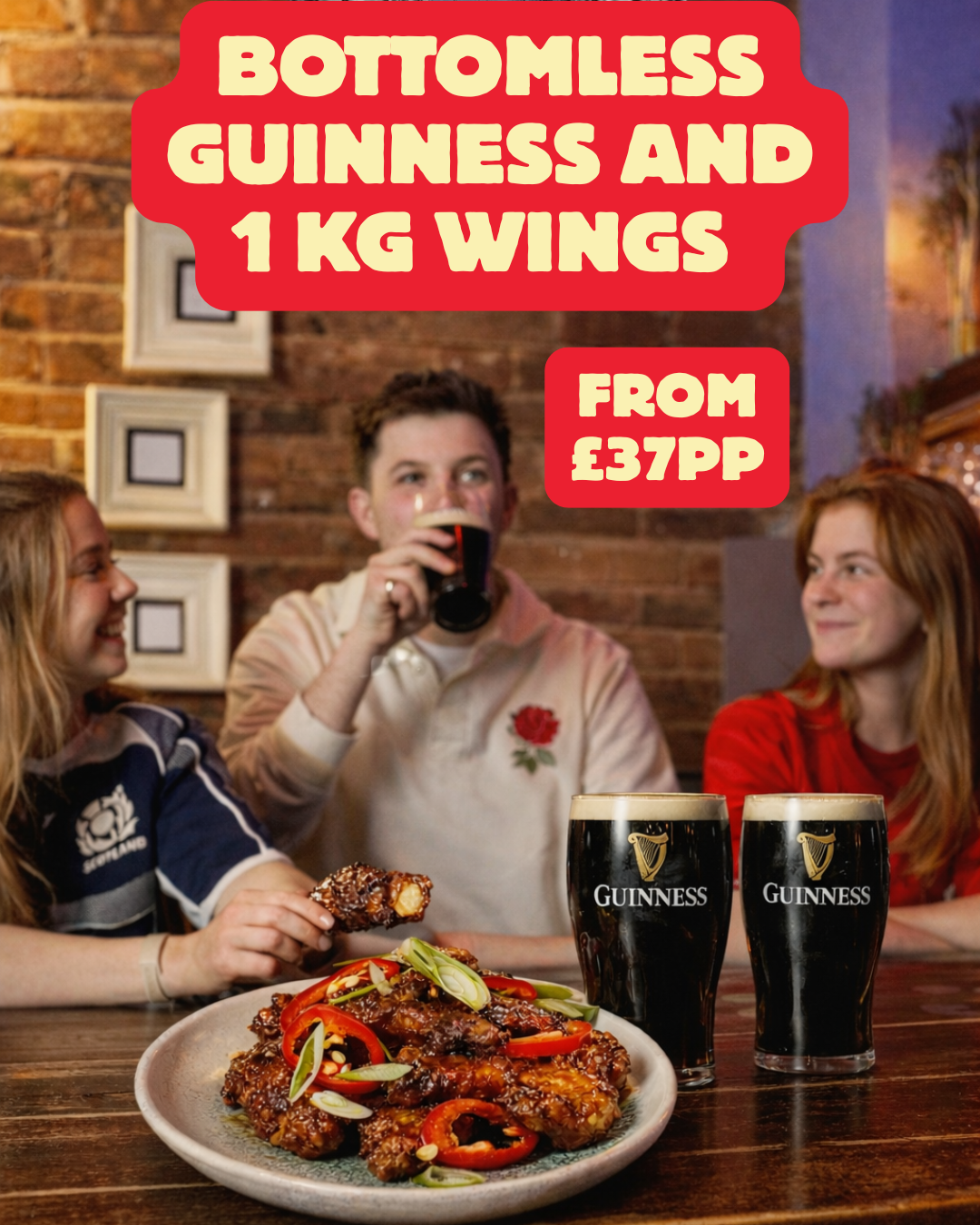 Bottomless Guinness and wings