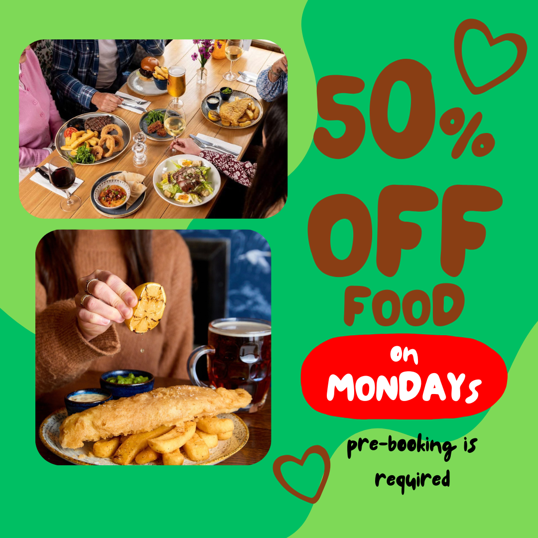 Half price FOOD every Monday