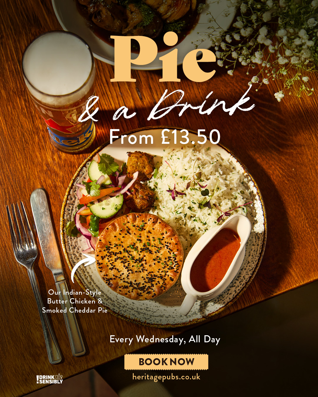 Pie and a Drink from £13.50