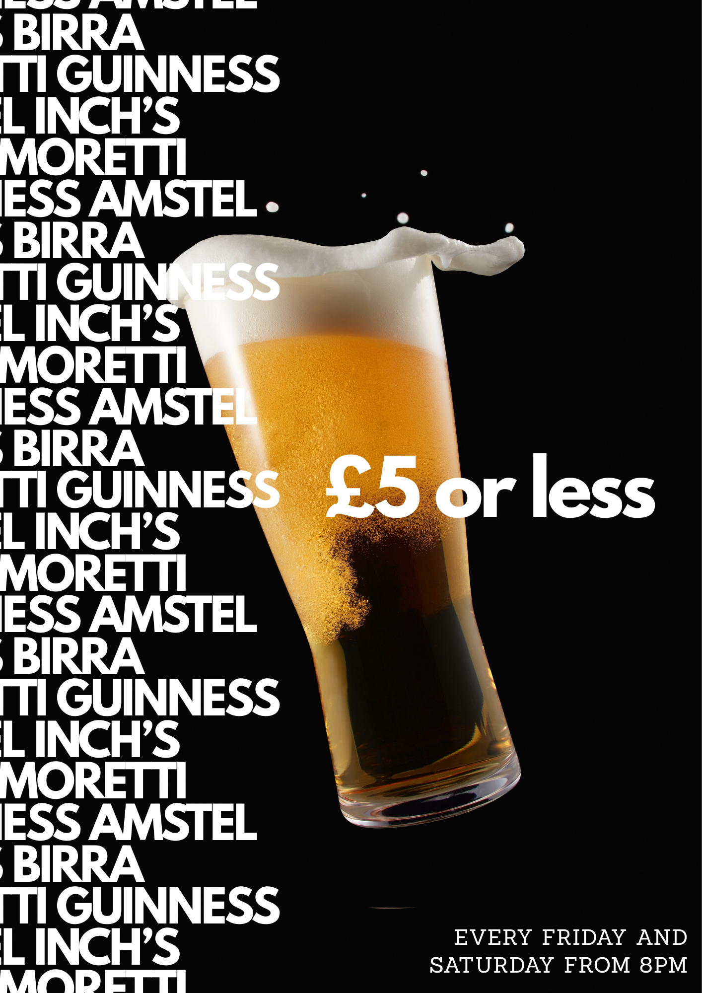 Select drinks £5 or less!