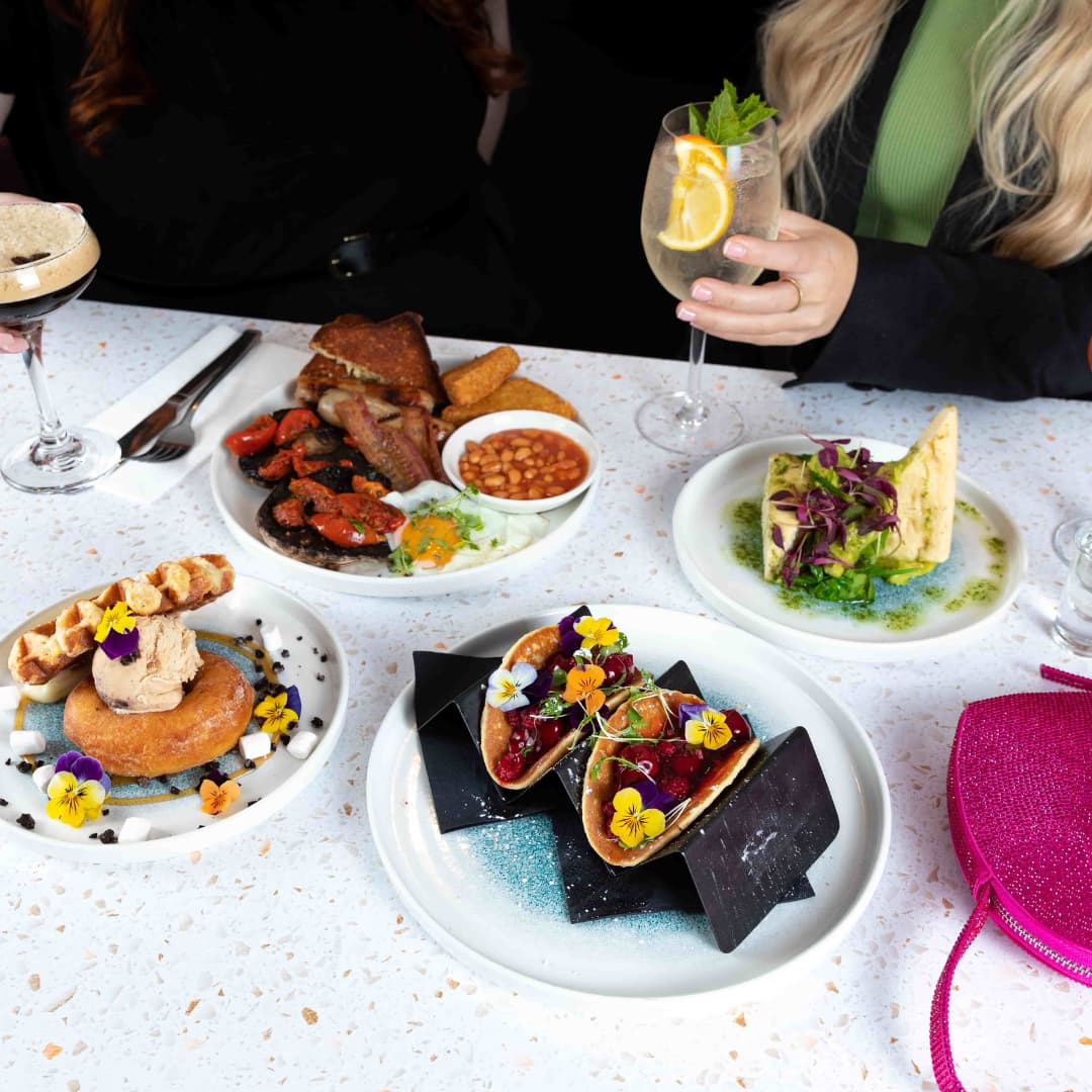 Doughnut & Waffle Stack, S&L House Breakfast, Berry Pancake Tacos and Avocado on Focaccia Toast