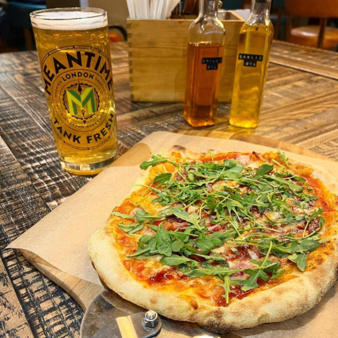 Pizza and a Pint of Meantime at Tank And Paddle Minster
