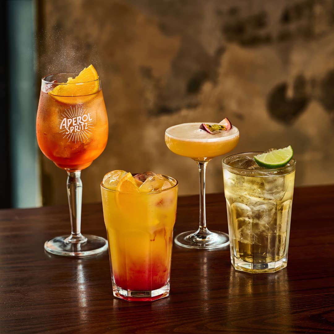 Selection of drinks, including new Spicy Sunset Selection of drinks, including new Spicy Sunset