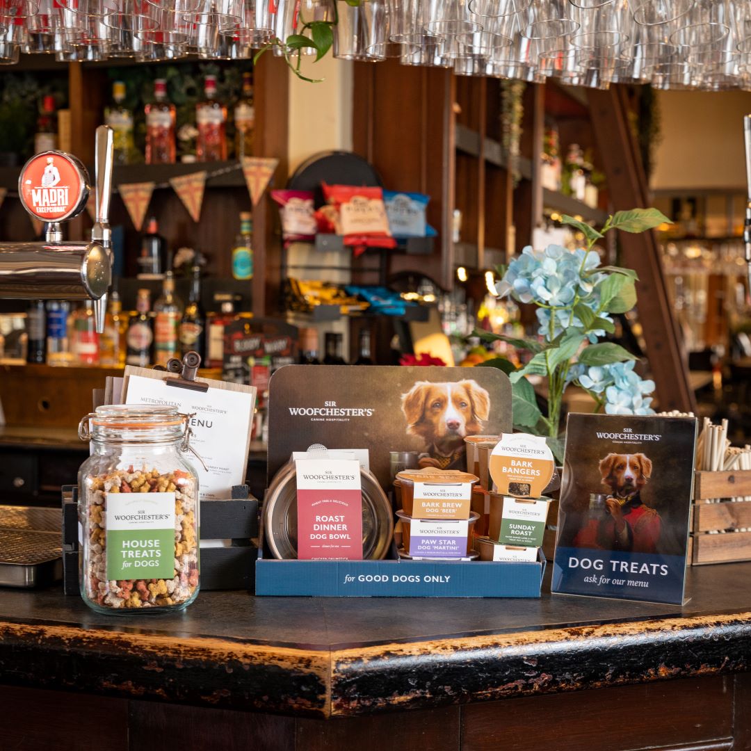 Photography of a range Sir Woofchesters Dog Menu products on a table