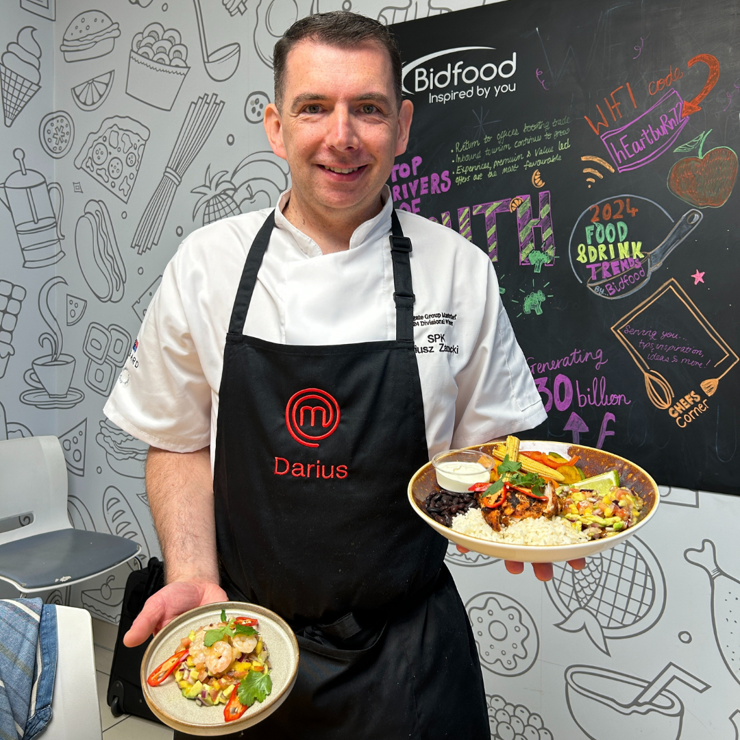 Winner Dariusz with his two winning dishes