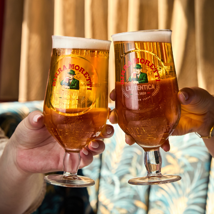 Toasting Birra Moretti at S&L