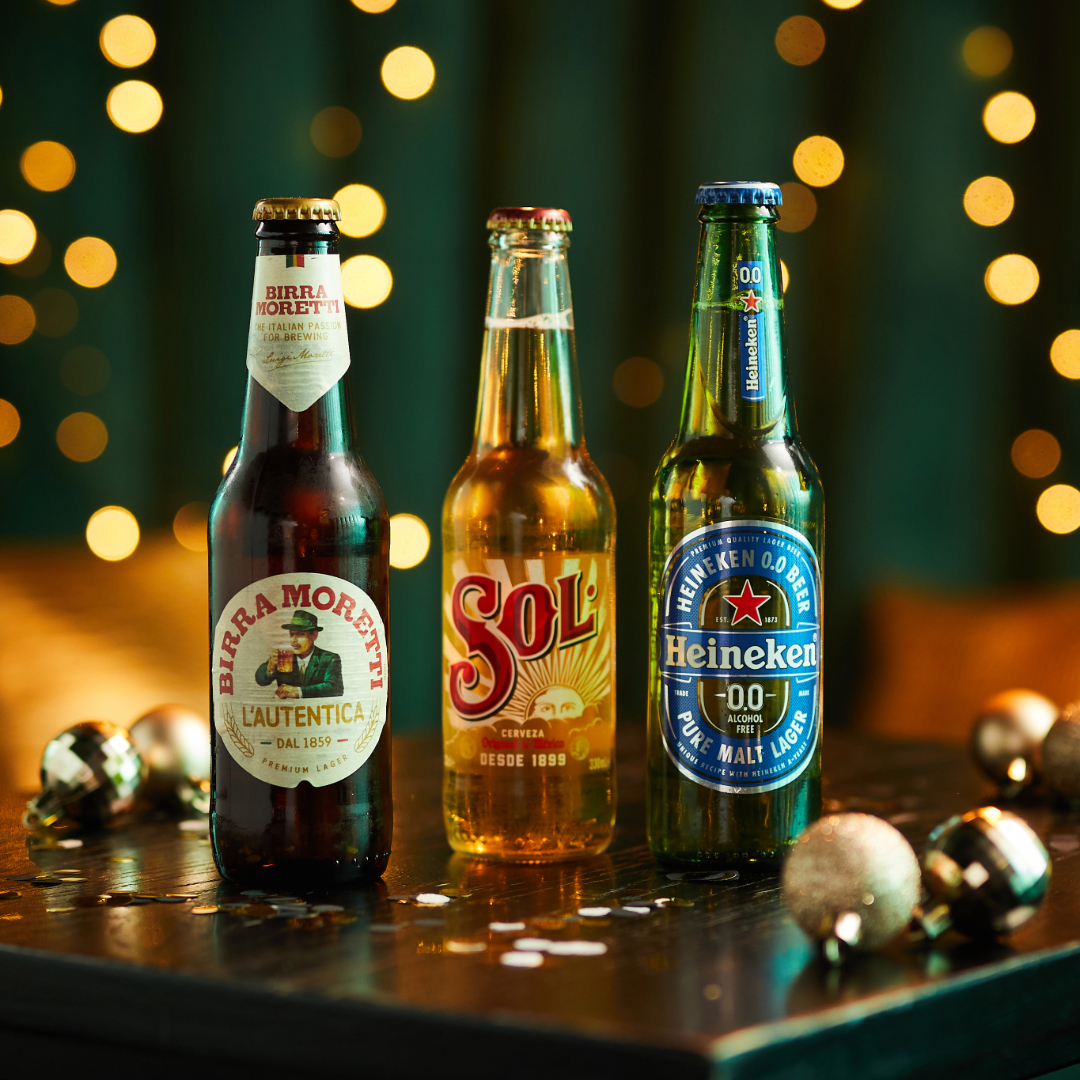Enjoy a Birra Moretti, Sol, or Heineken 0.0 this Christmas