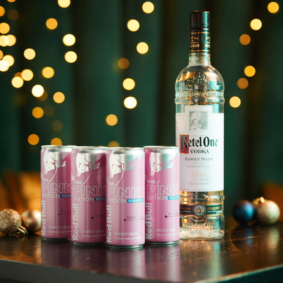 Enjoy a Ketel 1 Vodka with Limited Edition Red Bull Pink Forest Fruits this Christmas