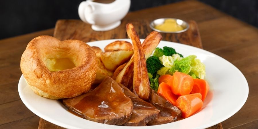 Roast Beef with Yorkshire Pudding and Vegetables