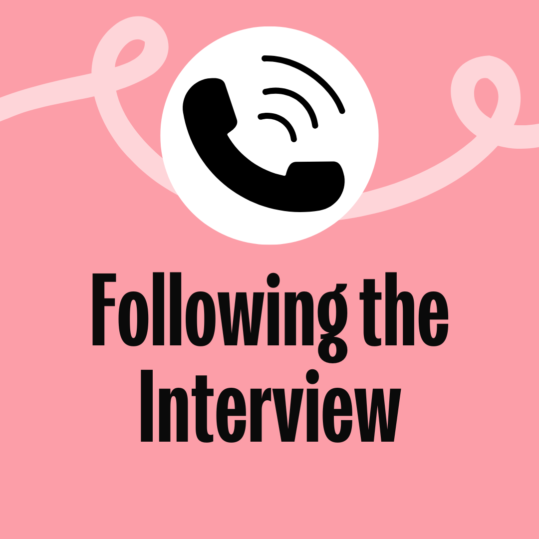 Text reads: '3. After the Interview' with a phone icon.