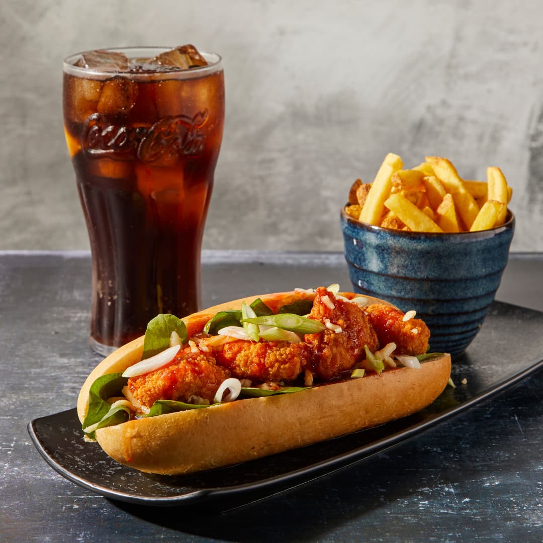 Sub roll, fries & drink