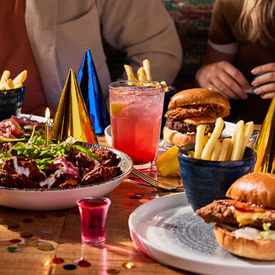 Burger, fries and a pint